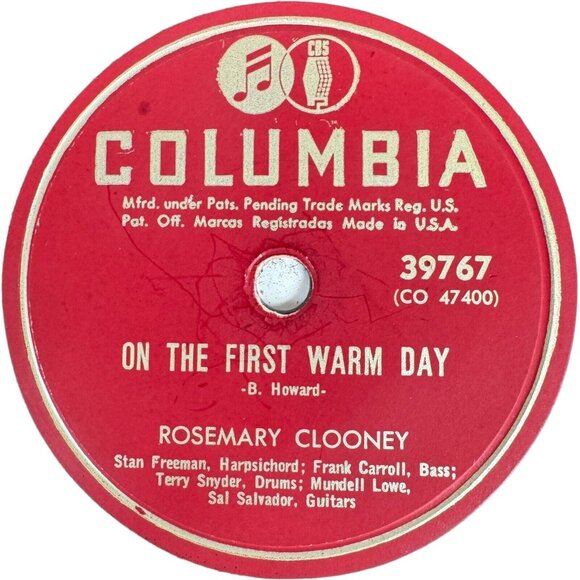Rosemary Clooney - On The First Warm Day / Botch-A-Me - 39767 Columbia 78rpm 10" - Picture 2 of 4